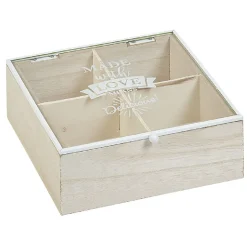 Gifi Boîte à thé 4 compartiments Made with love