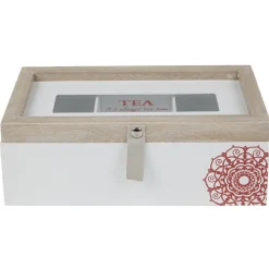 Gifi Boîte à thé blanc naturel motif rosace