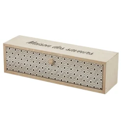 Gifi Boîte à thé bois design géométrique naturel et noir