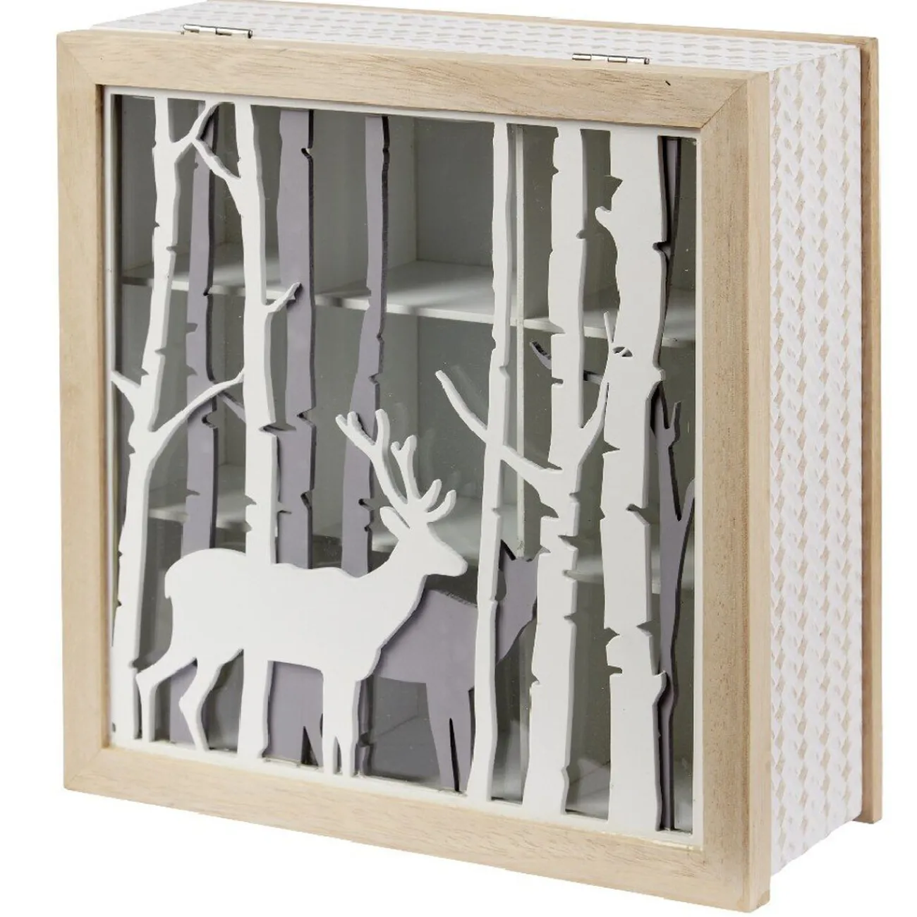 Gifi Rangement|Boîte à thé en bois déco nature cerf blanc
