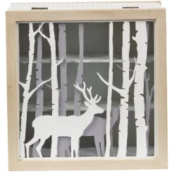 Gifi Rangement|Boîte à thé en bois déco nature cerf blanc