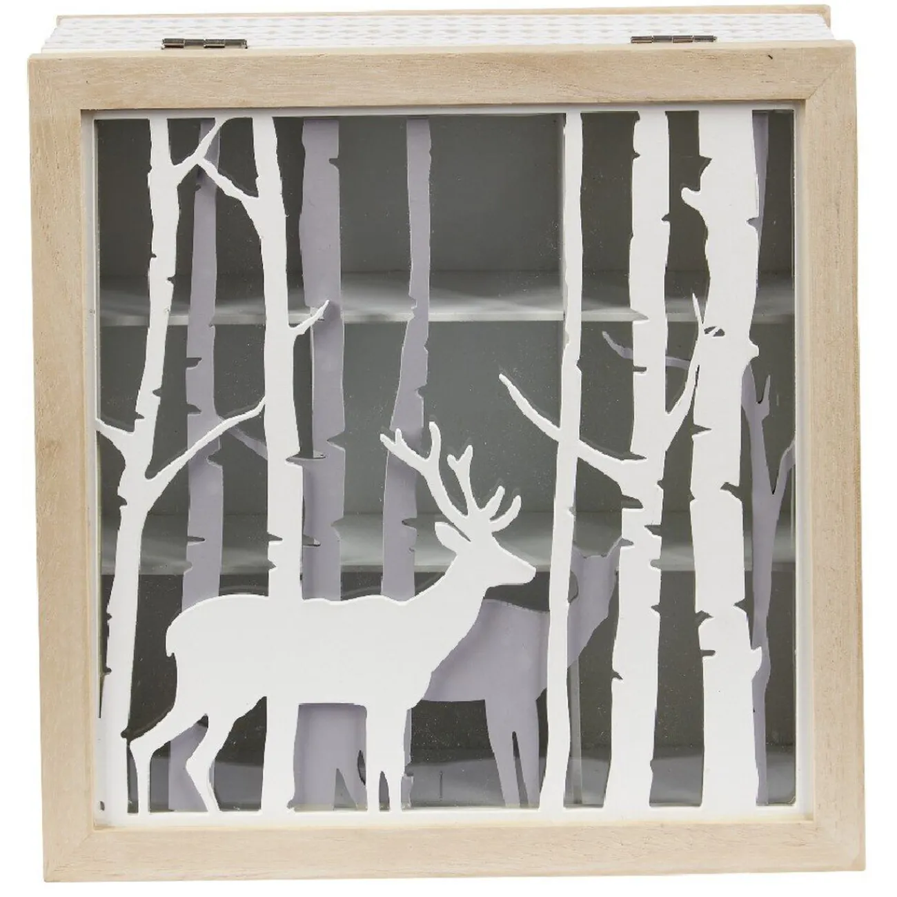 Gifi Rangement|Boîte à thé en bois déco nature cerf blanc