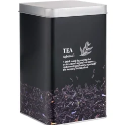 Gifi Boîte à thé en métal noir design Tea - 10,7x10,7xH.17,5cm