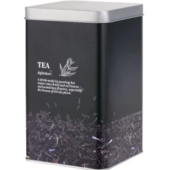 Gifi Boîte à thé en métal noir design Tea - 10,7x10,7xH.17,5cm