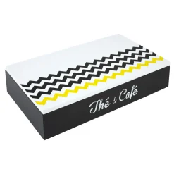Gifi Boîte à thé et café zigzag noir blanc et jaune