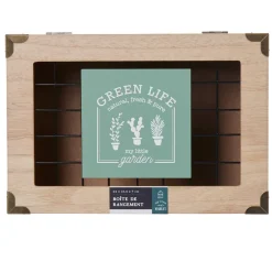 Gifi Boîte à thé My little garden en bois couvercle aluminium