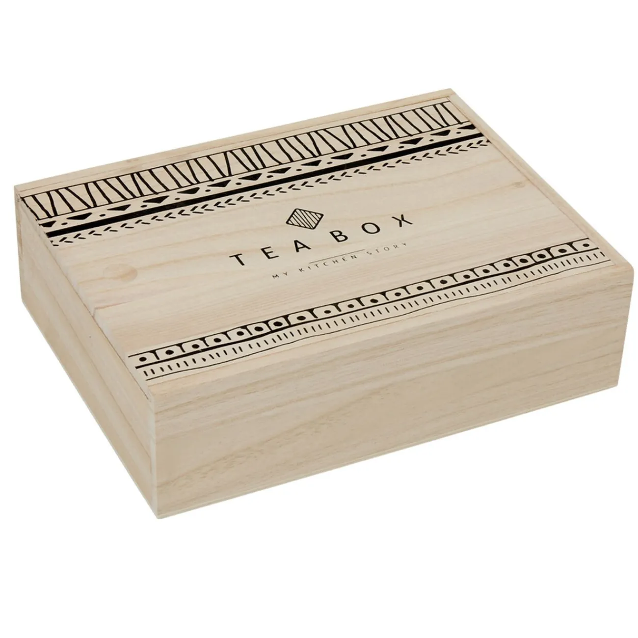 Gifi Boîte à thé noir naturel 8 casiers avec couvercle coulissant