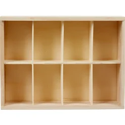 Gifi Boîte à thé noir naturel 8 casiers avec couvercle coulissant