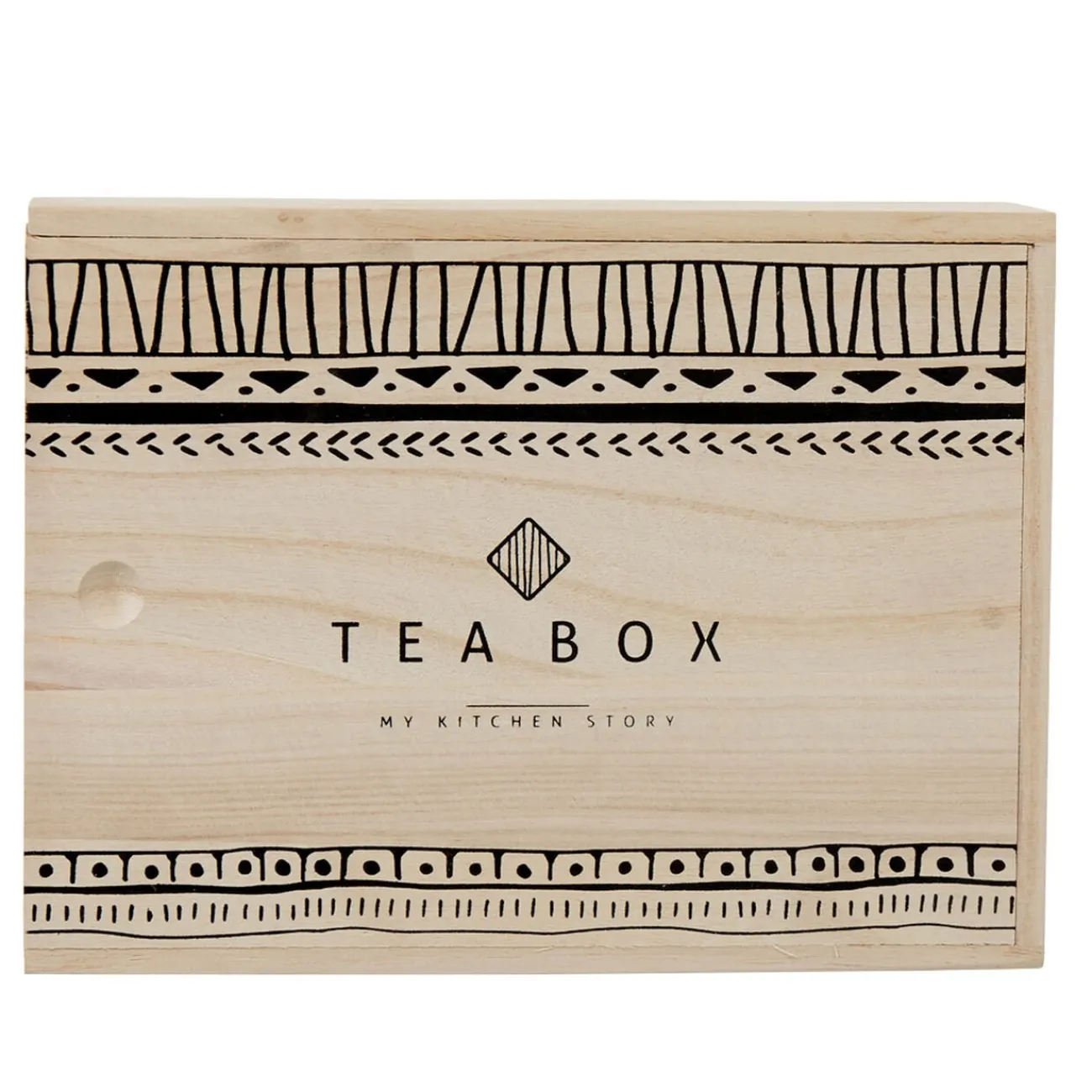 Gifi Boîte à thé noir naturel 8 casiers avec couvercle coulissant