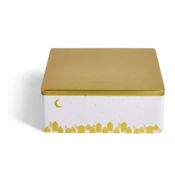 Gifi Boîte alimentaire carré en fer décor doré 26x26xH10cm