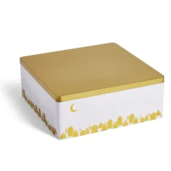 Gifi Boîte alimentaire carré en fer décor doré 26x26xH10cm