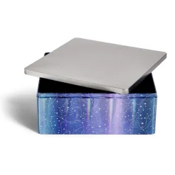 Gifi Boîte alimentaire carré en fer décor bleu et argenté 26x26xH10cm