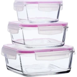 Gifi Boîte alimentaire carrée en verre x3