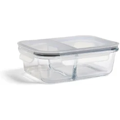 Gifi Boîte alimentaire compartimentée en verre avec couvercle plastique 1L