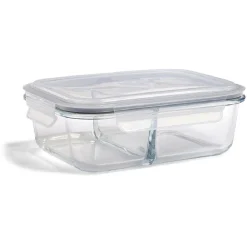 Gifi Boîte alimentaire compartimentée en verre couvercle plastique 1,5L