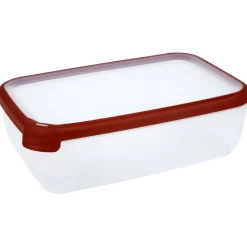 Gifi Boîte alimentaire hermétique rectangulaire transparente et rouge 4 L