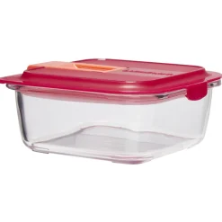 Gifi Boîte alimentaire Luminarc verre Esay Box transparent et rouge 76 cl