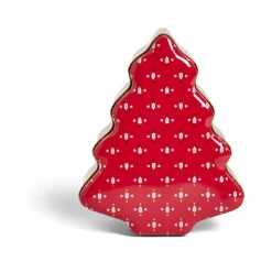 Gifi Boîte alimentaire Noël forme sapin métal rouge et doré 18x14,5xH6,5cm