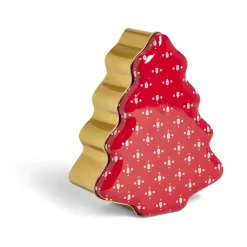 Gifi Boîte alimentaire Noël forme sapin métal rouge et doré 18x14,5xH6,5cm