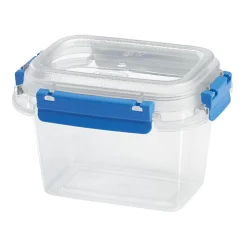 Gifi Boîte alimentaire rectangulaire transparente bleu et blanc 0,5L