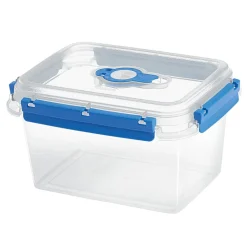 Gifi Boîte alimentaire rectangulaire transparente bleu et blanc 1,5L