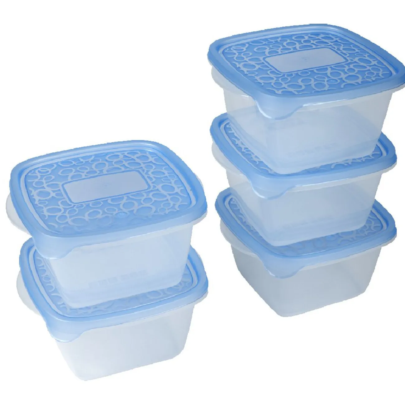 Gifi Boîte alimentaire Take away 1.1 L transparente et bleue x5