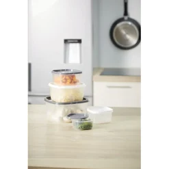 Gifi Boîte alimentaire transparente couvercle gris et blanc x5