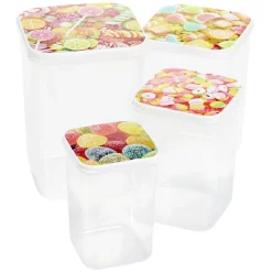 Gifi Boîte alimentaire transparent couvercle imprimé x4