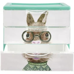 Gifi Rangement|Boîte bloc 3 tiroirs plastique décor animal H15,5 cm