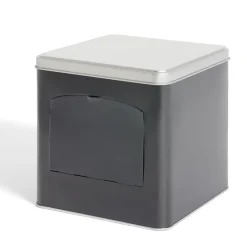 Gifi Boîte conservation avec ouverture métal noir et gris 14,5x14,5x14,5cm