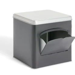 Gifi Boîte conservation avec ouverture métal noir et gris 14,5x14,5x14,5cm