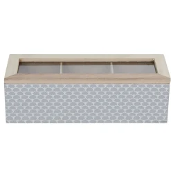 Gifi Boîte déco 3 compartiments à fenêtre gris blanc