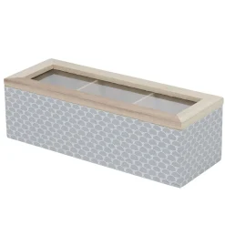 Gifi Boîte déco 3 compartiments à fenêtre gris blanc