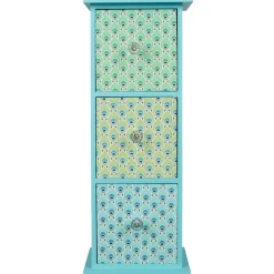 Gifi Rangement|Boîte déco 3 tiroirs bleu paon