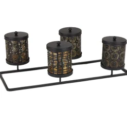 Gifi Rangement|Boîte déco noire dorée x4 sur support