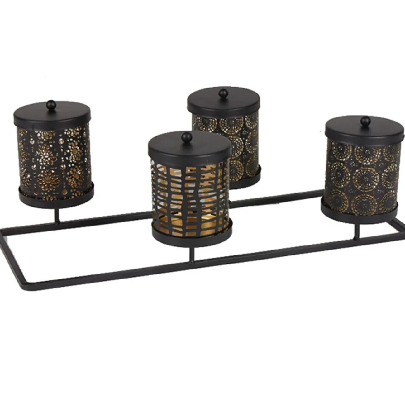 Gifi Rangement|Boîte déco noire dorée x4 sur support