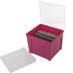 Gifi Rangement|Boîte de classement en plastique 8 dossiers rose