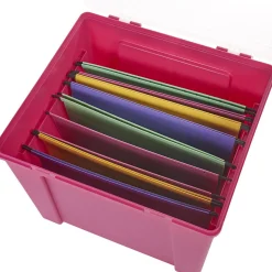 Gifi Rangement|Boîte de classement en plastique 8 dossiers rose