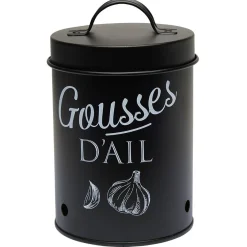 Gifi Boîte de conservation métal noir pour ail