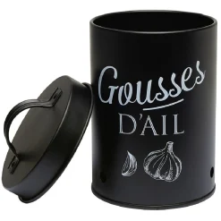 Gifi Boîte de conservation métal noir pour ail