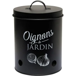 Gifi Boîte de conservation métal noir pour oignon