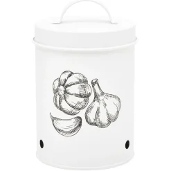 Gifi Boîte de conservation pour ail en métal blanc