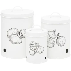 Gifi Boîte de conservation pour ail en métal blanc