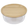 Gifi Boîte de conservation ronde en verre avec couvercle en bambou 850 ml