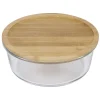 Gifi Boîte de conservation ronde en verre avec couvercle en bambou 1,2L