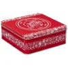 Gifi Boîte de Noël carré vintage métal Merry Christmas rouge