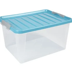 Gifi Entretien Du Linge|Boîte de rangement à clips 31 L transparent et violet