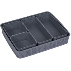 Gifi Entretien Du Linge|Boîte de rangement 5 compartiments L34 x L28,5 cm