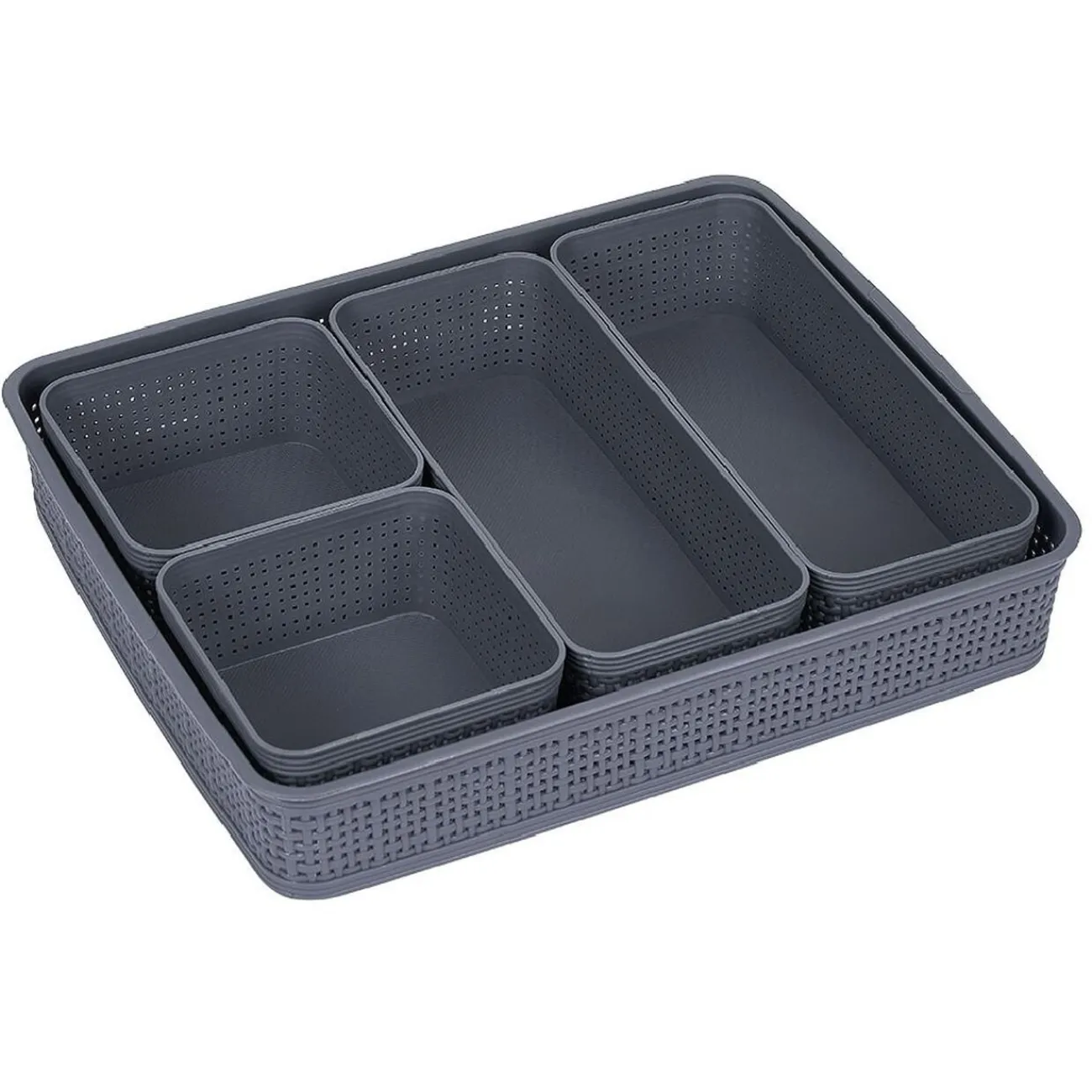 Gifi Entretien Du Linge|Boîte de rangement 5 compartiments L34 x L28,5 cm