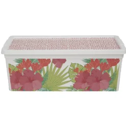 Gifi Entretien Du Linge|Boîte de rangement 6 L design fleur et feuille exotique